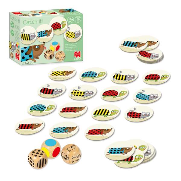 Goula Catch It! Jeu de rapidité visuelle avec 30 pièces en bois pour enfants dès 3 ans - Pour 2 joueurs - Version espagnole