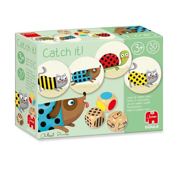 Goula Catch It! Jeu de rapidité visuelle avec 30 pièces en bois pour enfants dès 3 ans - Pour 2 joueurs - Version espagnole