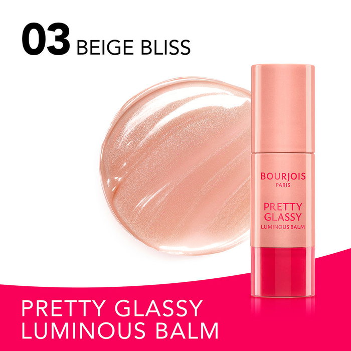 Bourjois Pretty Glassy Baume à Lèvres et Joues Illuminant Transparent - 5 g, Teinte Beige Bliss