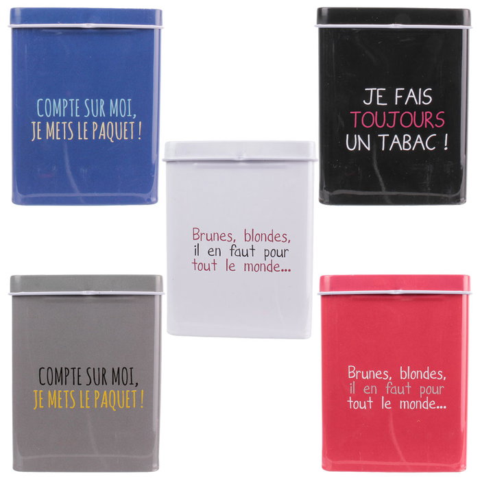 Dites-le avec des Mots Boîte pour paquet de tabac en métal, couleurs assorties