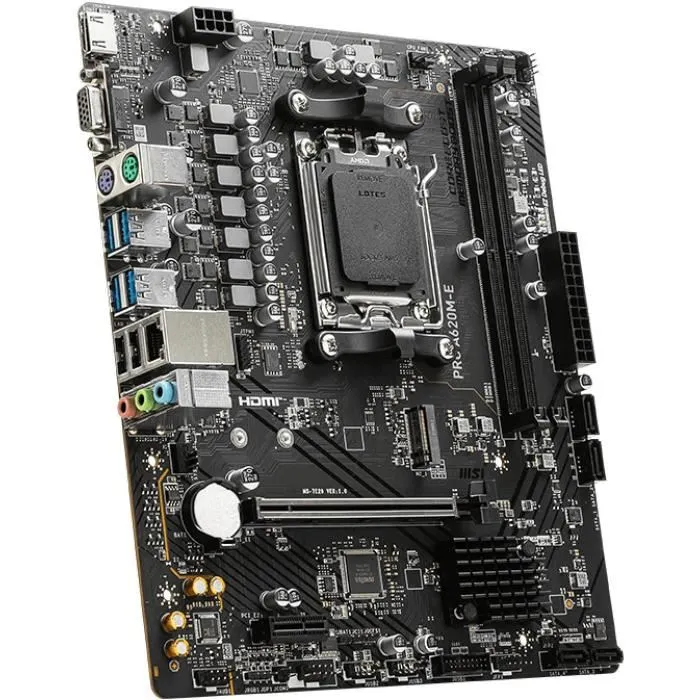 MSI PRO A620M-E - Carte mère AMD Socket AM5 - DDR5 (jusqu'à 96 Go) - Support HDD/SSD M.2, SATA, PCI Express - USB Type-A