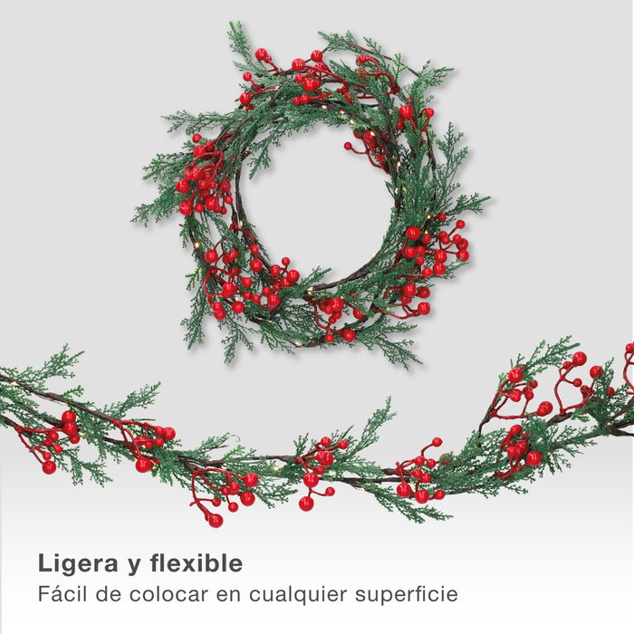 GSC Evolution Guirlande LED de branches et baies rouges 1,5 m, lumière chaude