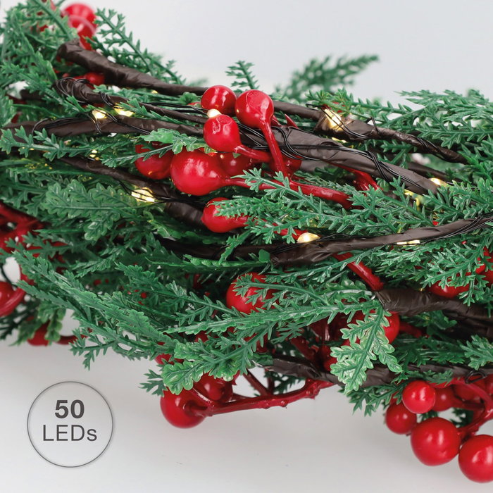 GSC Evolution Guirlande LED de branches et baies rouges 1,5 m, lumière chaude