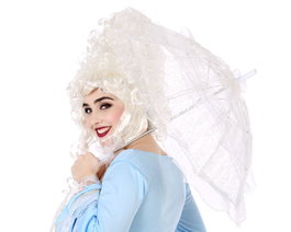 Atosa Parasol Blanc Transparent avec Volants 58 cm pour Dame d'Époque