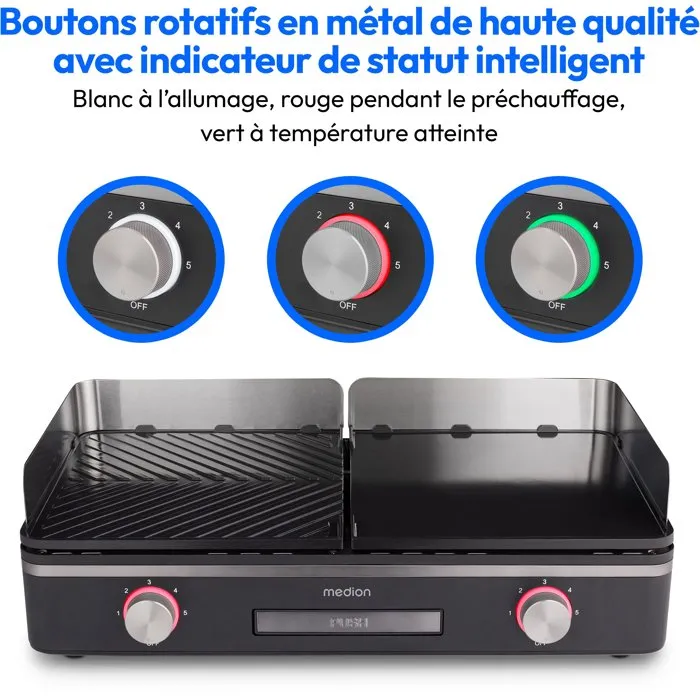 Medion MD12027 Gril de table à double zone 2400W Medion MD12027 Gril de table à double zone 2400W