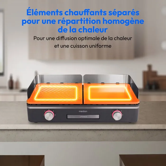 Medion MD12027 Gril de table à double zone 2400W Medion MD12027 Gril de table à double zone 2400W