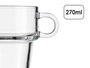 Vivalto Tasse en verre empilable avec anse 270 ml transparente 11 x 9.3 x 8 cm (Set de 24)
