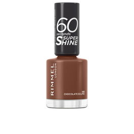 Rimmel London Vernis à ongles 60 Seconds Super Shine #140 chocolat éclipse, séchage rapide, tenue 7 jours, finition brillante, 8 ml