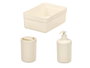 BERILO Set de distributeur avec gobelet et plateau à rayures blanc