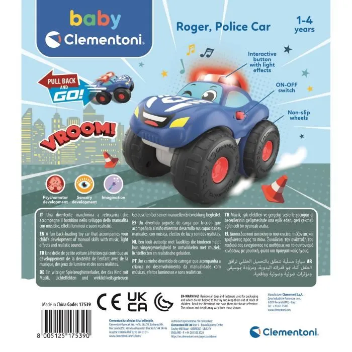 Clementoni Ma voiture de police interactive - Voiture à friction avec sons et lumières réalistes - Jeu éducatif pour enfants dès 3 ans Clementoni Ma voiture de police interactive - Voiture à friction avec sons et lumières réalistes - Jeu éducatif pour enfants dès 3 ans