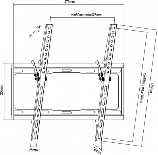 Equip Support Mural pour TV 32-55 Pouces Inclinable VESA 400x400 Noir