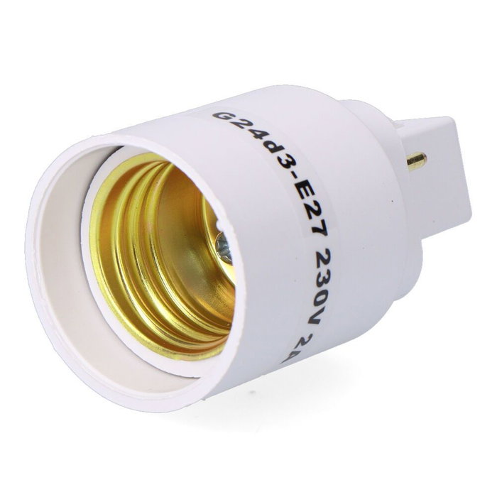 F-Line Adaptateur de douille G24d3 vers E27, 230V, Blanc, Ø37 x 67 mm F-Line Adaptateur de douille G24d3 vers E27, 230V, Blanc, Ø37 x 67 mm