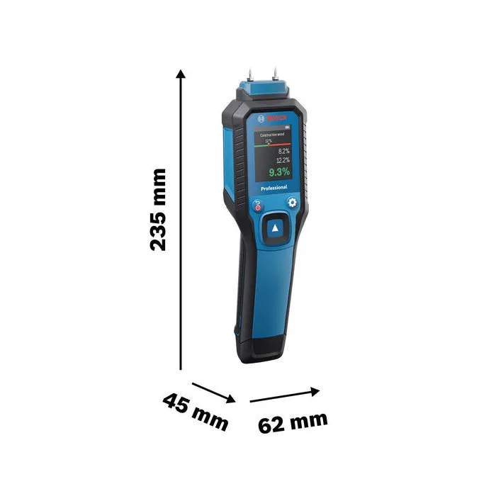Bosch GMP 1-13 Humidimètre professionnel - Écran LCD couleur, IP65, Mesure 37 types de bois et 10 matériaux de construction Bosch GMP 1-13 Humidimètre professionnel - Écran LCD couleur, IP65, Mesure 37 types de bois et 10 matériaux de construction