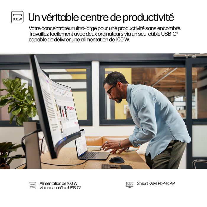 HP HP 534pm Écran de visioconférence incurvé 34 pouces WQHD USB-C Jet black HP HP 534pm Écran de visioconférence incurvé 34 pouces WQHD USB-C Jet black