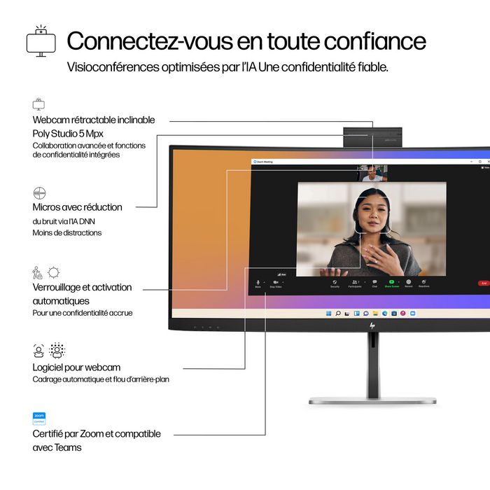 HP HP 534pm Écran de visioconférence incurvé 34 pouces WQHD USB-C Jet black HP HP 534pm Écran de visioconférence incurvé 34 pouces WQHD USB-C Jet black