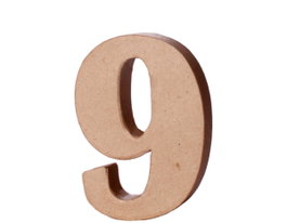 Innspiro Chiffre 9 en papier mâché, hauteur 10 cm