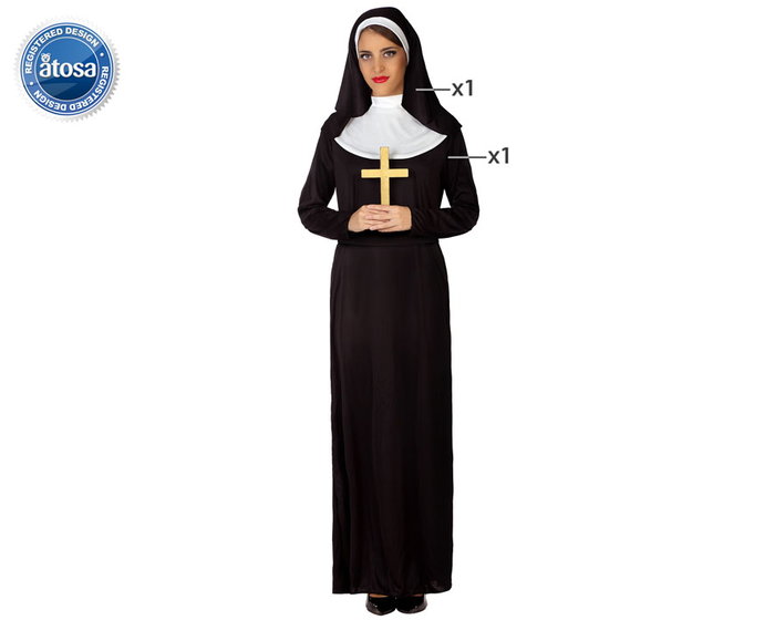 Déguisement Sœur Religieuse Halloween Carnaval pour Femme Adulte Taille XL Couleur Noire Déguisement Sœur Religieuse Halloween Carnaval pour Femme Adulte Taille XL Couleur Noire