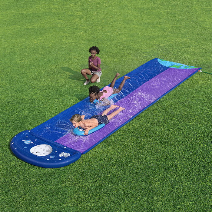Bestway Piste Glissante avec Rampe de Saut Double 488x138 cm +3 ans Jardin 52364