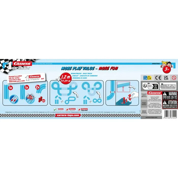 Carrera First - Pack d'extension simple pour circuit de voitures - Accessoire de jeu dès 3 ans