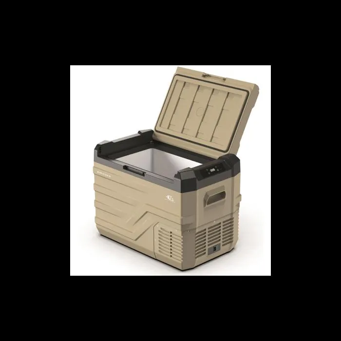 Eza BLIZZ-E ONE - Glacière électrique à compression 35L (12V/24V/220V), -20°C à +20°C, écran LED, silencieuse (<45dB), polypropylène, beige