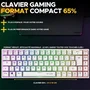 The G-Lab KEYZ TITAN - Clavier mécanique gamer filaire 65%, switches Outemu Rouge, rétroéclairage RGB, 100% anti-ghosting, NKRO, compact - Blanc