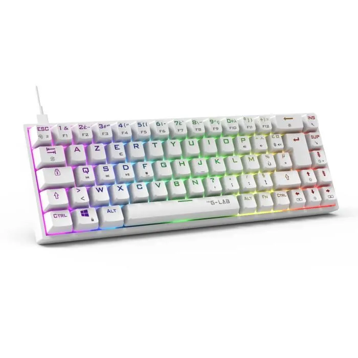 The G-Lab KEYZ TITAN - Clavier mécanique gamer filaire 65%, switches Outemu Rouge, rétroéclairage RGB, 100% anti-ghosting, NKRO, compact - Blanc The G-Lab KEYZ TITAN - Clavier mécanique gamer filaire 65%, switches Outemu Rouge, rétroéclairage RGB, 100% anti-ghosting, NKRO, compact - Blanc
