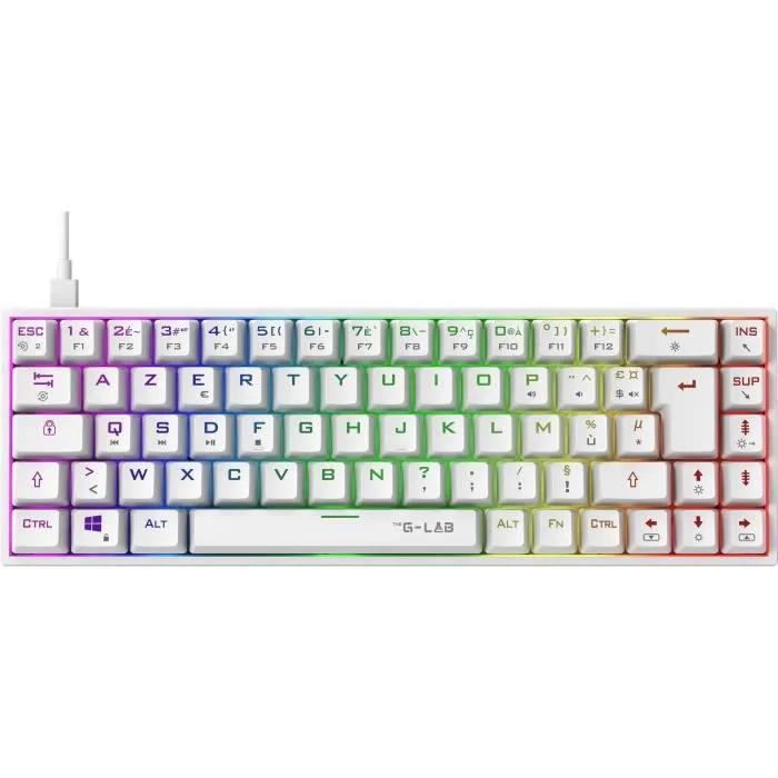 The G-Lab KEYZ TITAN - Clavier mécanique gamer filaire 65%, switches Outemu Rouge, rétroéclairage RGB, 100% anti-ghosting, NKRO, compact - Blanc The G-Lab KEYZ TITAN - Clavier mécanique gamer filaire 65%, switches Outemu Rouge, rétroéclairage RGB, 100% anti-ghosting, NKRO, compact - Blanc