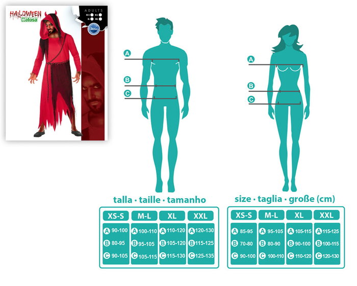 Atosa Déguisement de Démon Rouge pour Homme Taille XXL Atosa Déguisement de Démon Rouge pour Homme Taille XXL