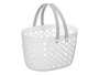 Kipit Panier Ovalé Blanc avec Anses Grises 33x19x20 cm Plastique PP (Set de 24)