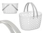 Kipit Panier Ovalé Blanc avec Anses Grises 33x19x20 cm Plastique PP (Set de 24)