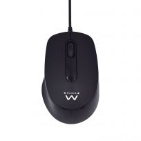 Ewent EW3159 Souris Optique USB Silencieuse 1000 DPI, Filaires, pour Droitiers et Gauchers, Noir