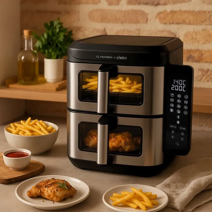 Livoo DOC344CO Friteuse sans huile double bac 11 L 2800 W