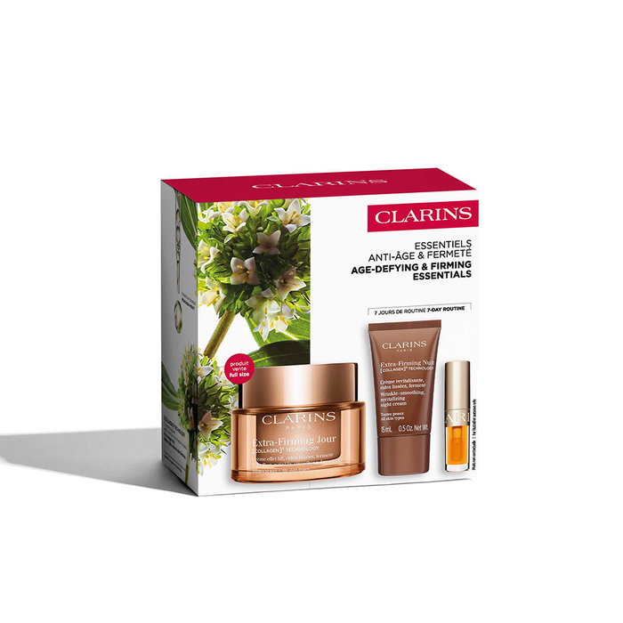 Clarins - Crème de jour et de nuit extra raffermissante anti-âge, avec huile à lèvres - Ensemble de 3 pièces pour tous types de peau Clarins - Crème de jour et de nuit extra raffermissante anti-âge, avec huile à lèvres - Ensemble de 3 pièces pour tous types de peau