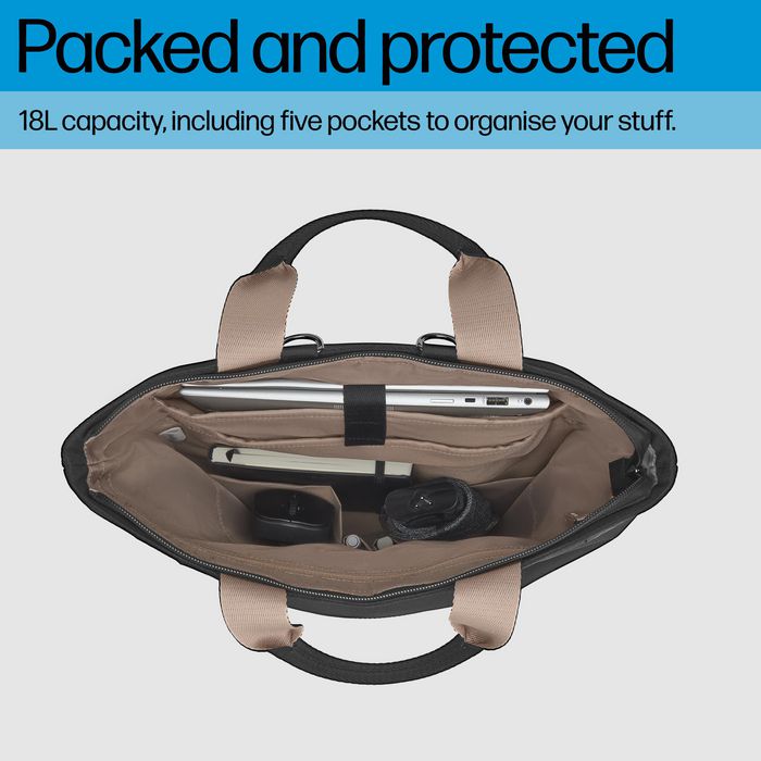 HP Sac à dos convertible pour ordinateur portable 14,1 pouces, Noir; Taupe