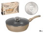 Kinvara Poêle à Induction Forgée avec Couvercle 28 cm Beige et Noir Aluminium et Verre (Set de 6)