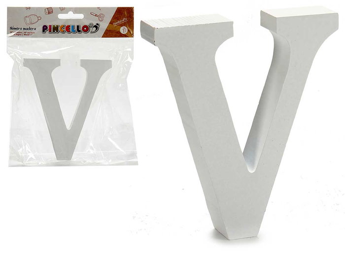 PINCELLO Lettre V en bois blanc PINCELLO Lettre V en bois blanc
