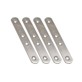 Edm Plaque de jonction droite modèle PLC14, acier inoxydable, 120 x 19 x 2 mm, 4 pièces