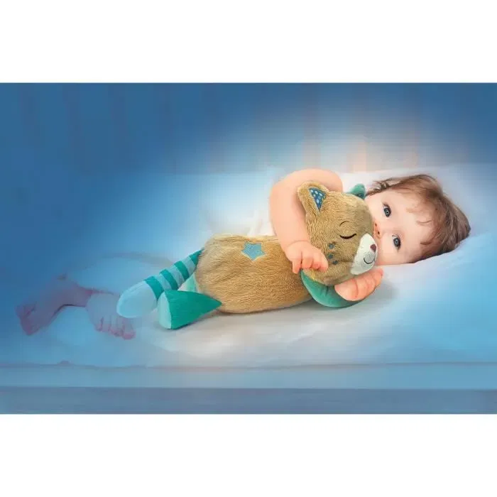 Clementoni - Peluche Apaisante Chatons avec Ronronnements, Vibrations, Bruits Blancs et Lumières pour Bébé - Favorise le Calme et l'Endormissement