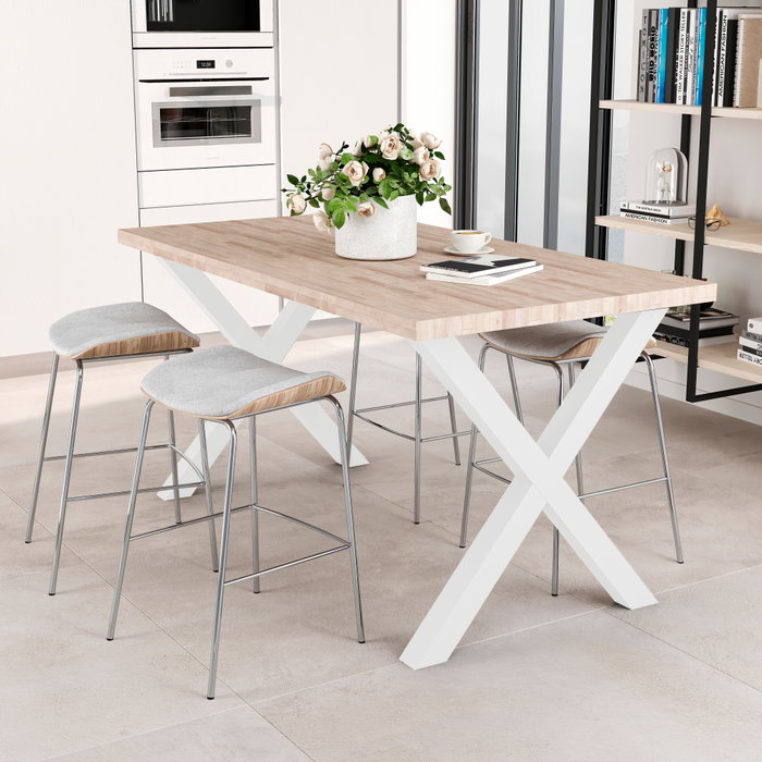 Emuca Jeu de pieds Cross pour table, largeur 695mm, Acier, Peint en blanc