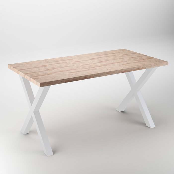 Emuca Jeu de pieds Cross pour table, largeur 695mm, Acier, Peint en blanc