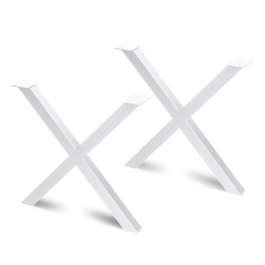 Emuca Jeu de pieds Cross pour table, largeur 695mm, Acier, Peint en blanc