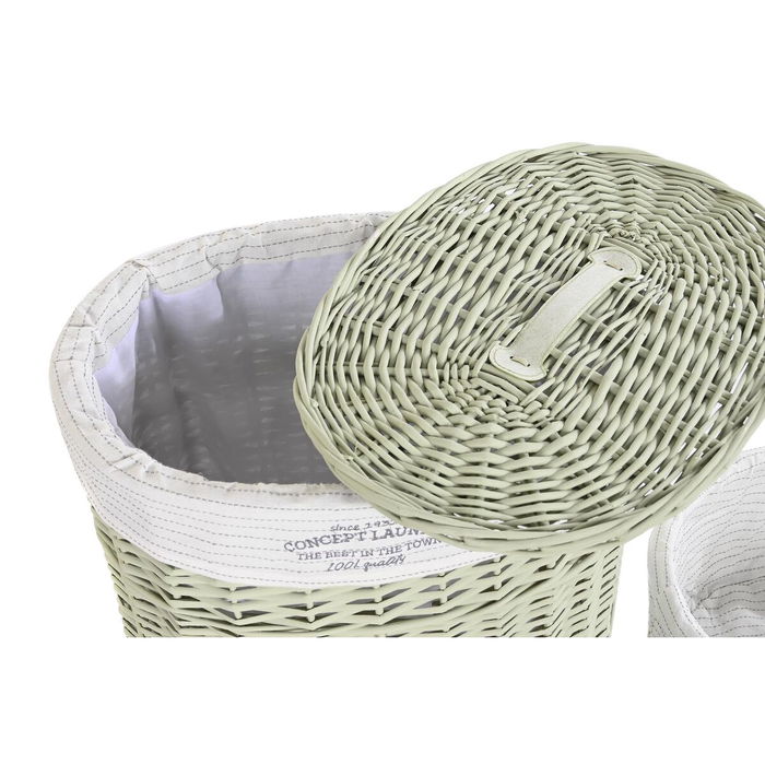 Lot de paniers DKD Home Decor Vert osier 51 x 37 x 56 cm 5 Pièces