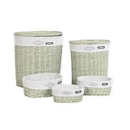 Lot de paniers DKD Home Decor Vert osier 51 x 37 x 56 cm 5 Pièces