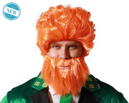 Peluca y Barba Roja de Duende pour Déguisement et Fêtes - Perruque avec Barbe Rousse pour Halloween, Saint-Patrick