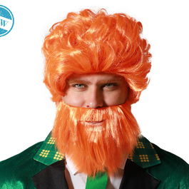 Peluca y Barba Roja de Duende pour Déguisement et Fêtes - Perruque avec Barbe Rousse pour Halloween, Saint-Patrick