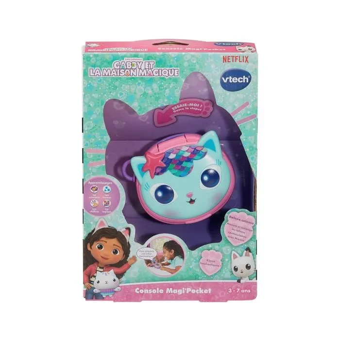 Vtech Magi'Pocket - Console nomade Gabby et la maison magique avec Marine - Jeu éducatif pour enfants 3-7 ans - Découverte des chiffres, lettres, formes