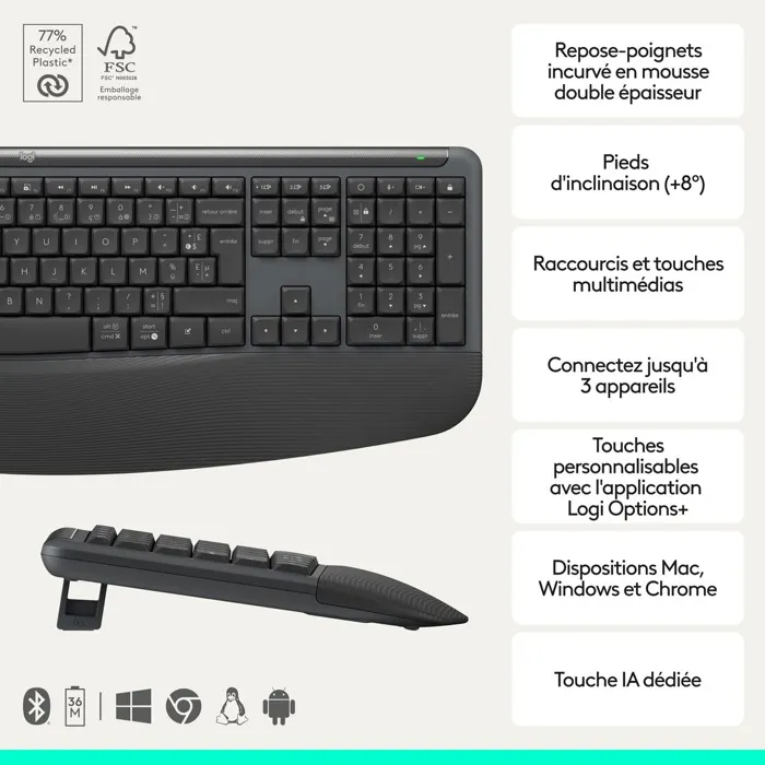 Logitech Signature Comfort Plus MK880 - Ensemble Clavier et Souris Sans fil - Graphite Logitech Signature Comfort Plus MK880 - Ensemble Clavier et Souris Sans fil - Graphite
