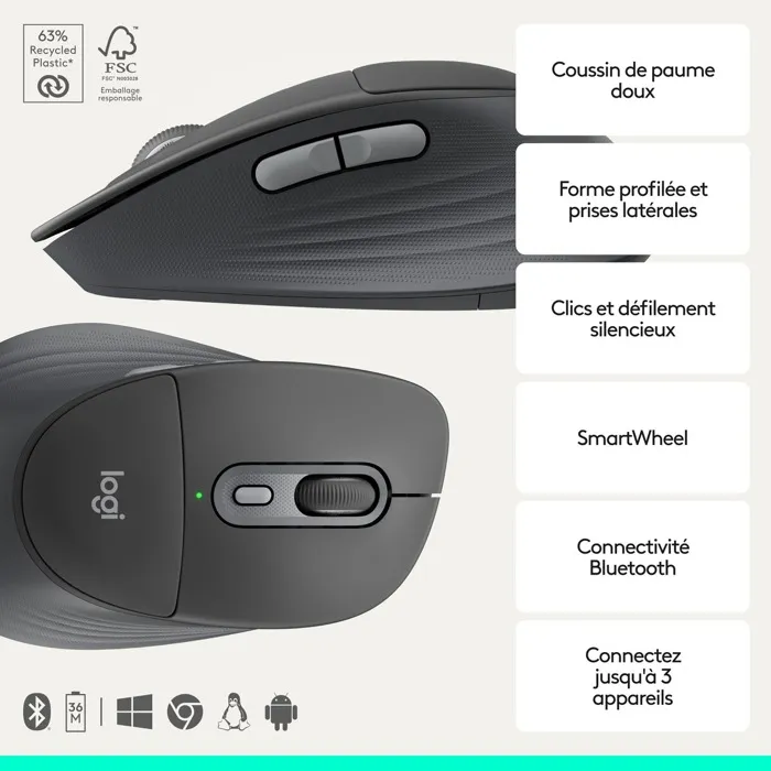 Logitech Signature Comfort Plus MK880 - Ensemble Clavier et Souris Sans fil - Graphite Logitech Signature Comfort Plus MK880 - Ensemble Clavier et Souris Sans fil - Graphite