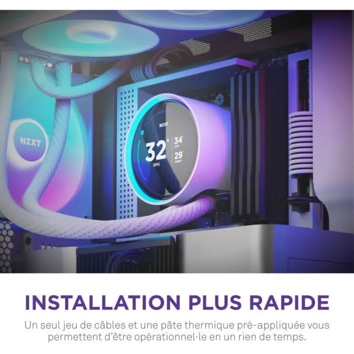 NZXT RL-KR36E-W2 Kraken Elite 360 RGB - Watercooling avec écran LCD IPS 2.72", panneau RGB personnalisable, ventilateurs RGB Core - Blanc - Compatible Intel et AMD