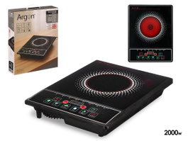 Argon Plaque de cuisson infrarouge 2000W digitale 28 x 6 x 36 cm noir et rouge verre (Set de 6)